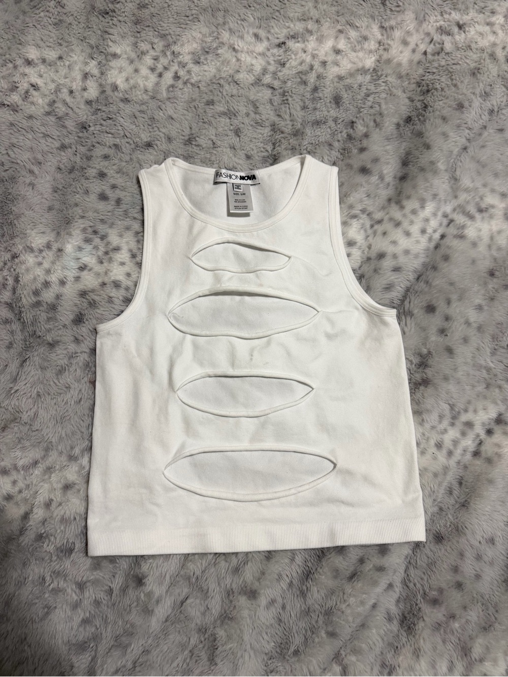 Fashion Nova White Cutout Ribbed Tank